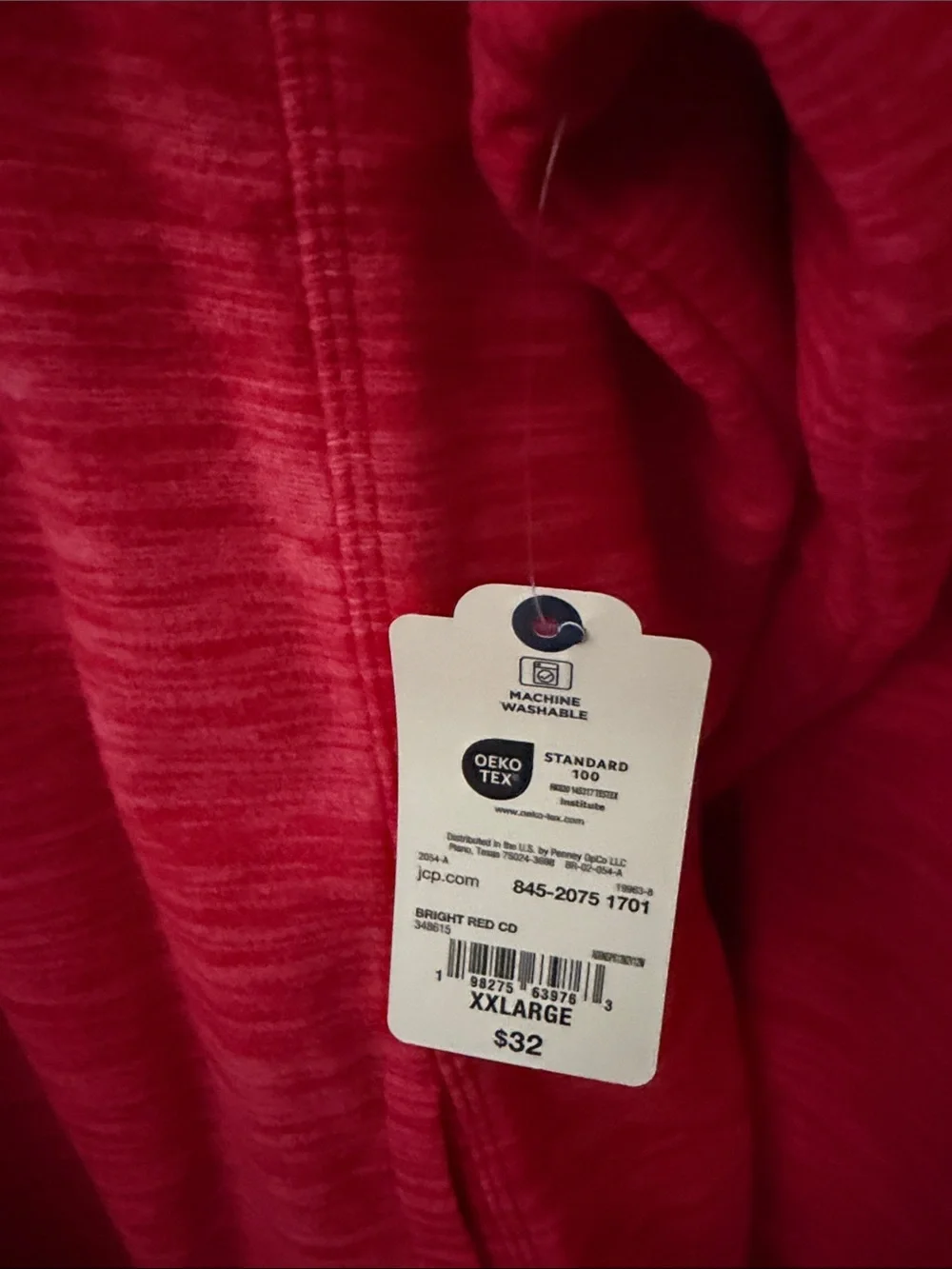 Men's St. John’s Bay Red Heather Quarter-Zip Pullover Sweater
